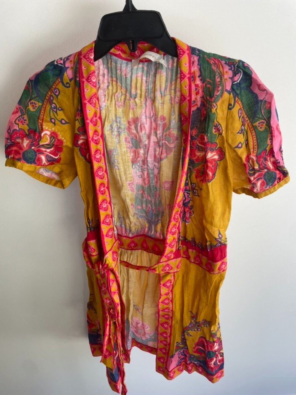 Zimmermann Lovestruck Yellow Floral Wrap Mini Dress